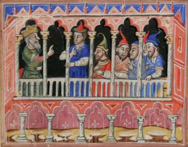 [illustration : reprendre uniquement l’enluminure page 18v, le balcon]